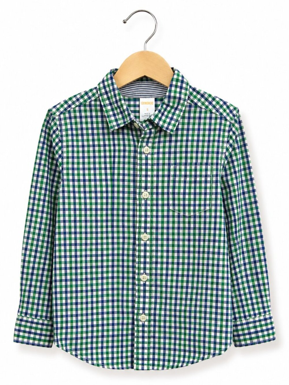 Gymboree Spring Prep Green Blue Check White Gingham Long‎ Sleeve Woven Shirt 5 6